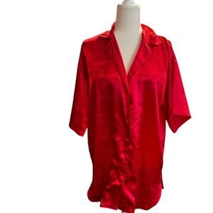 90s Vintage VICTORIA'S SECRET| Gold Label Red Satin Nightgown Size Small